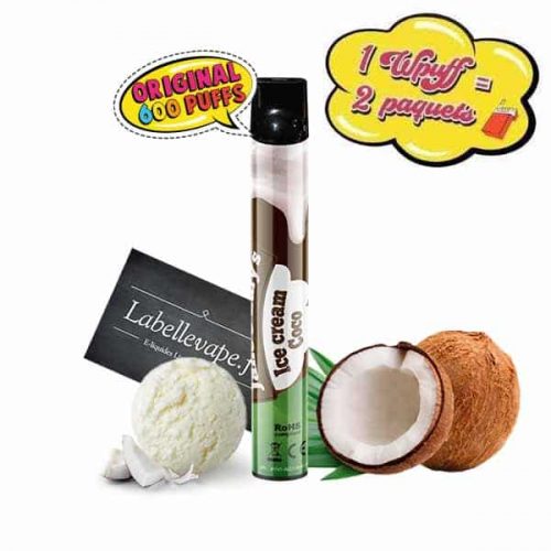 cigarette électronique jetable Wpuff Liquideo Ice Cream Coco