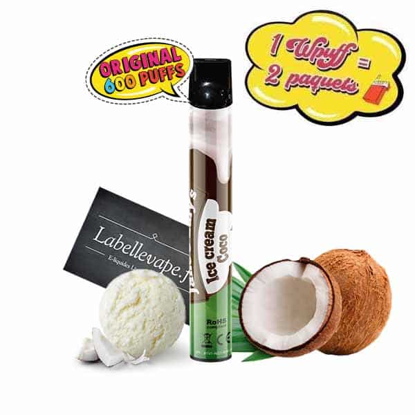 cigarette électronique jetable Wpuff Liquideo Ice Cream Coco