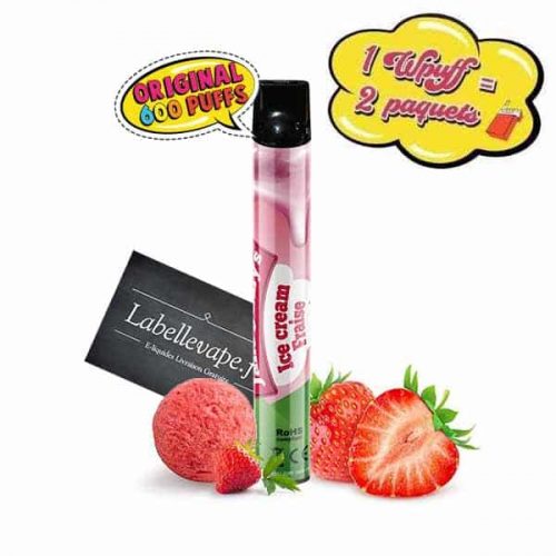 cigarette électronique jetable Wpuff Liquideo Ice Cream fraise